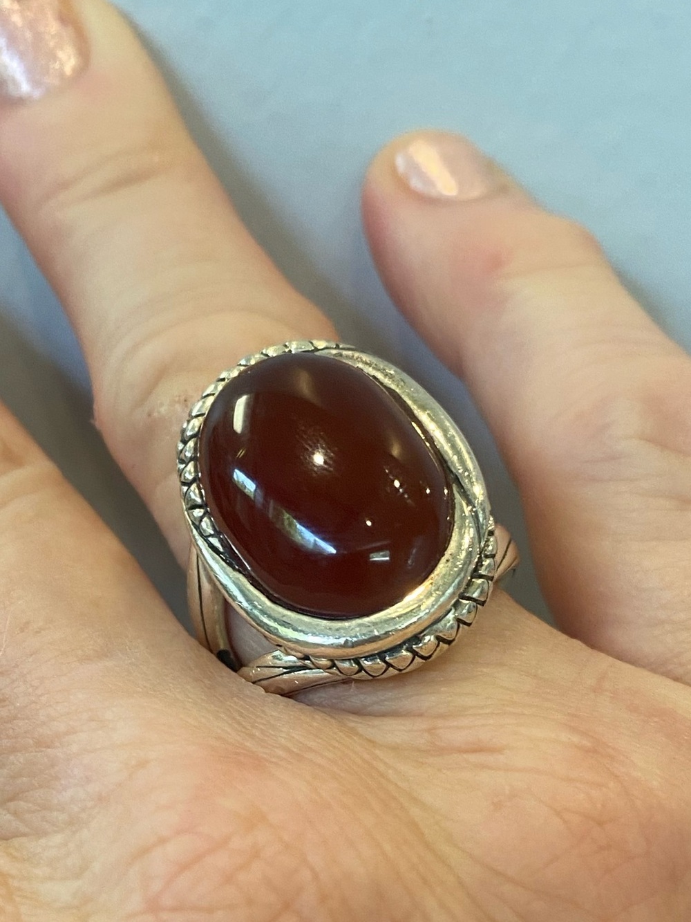 Studio Barse Sterling Ring with Deep Burgundy Cabochon